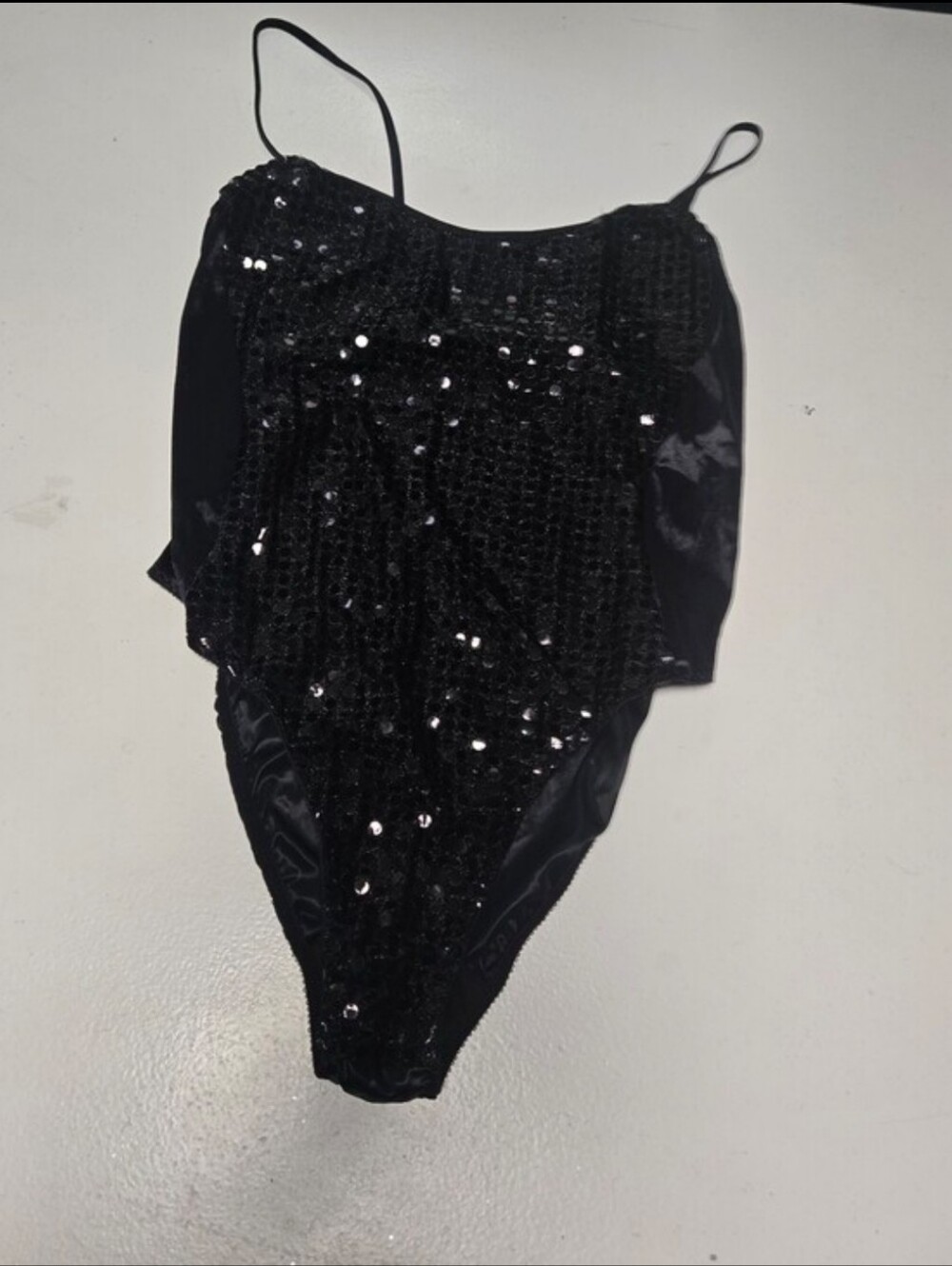 Vintage Miss California Women's Sequin Black Glam Bodysuit Dance Cosplay Medium